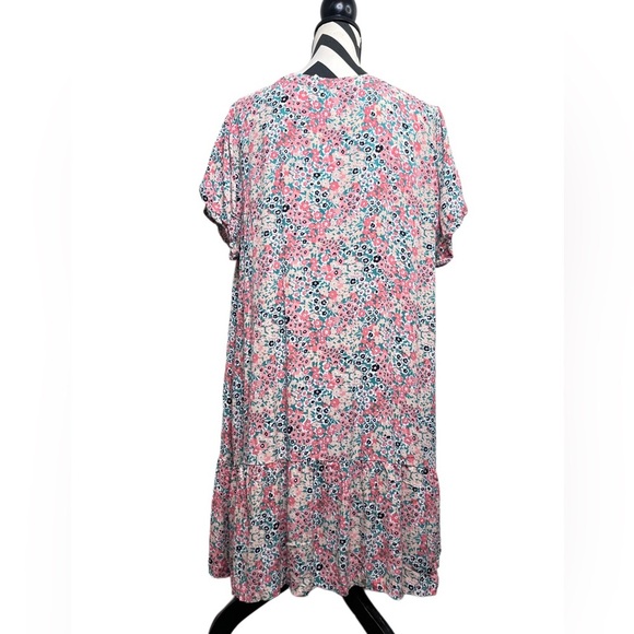 Loft Floral Flounce Flowy Sz XXL Dainty Short-Sleeve Shirtdress - Picture 4 of 10